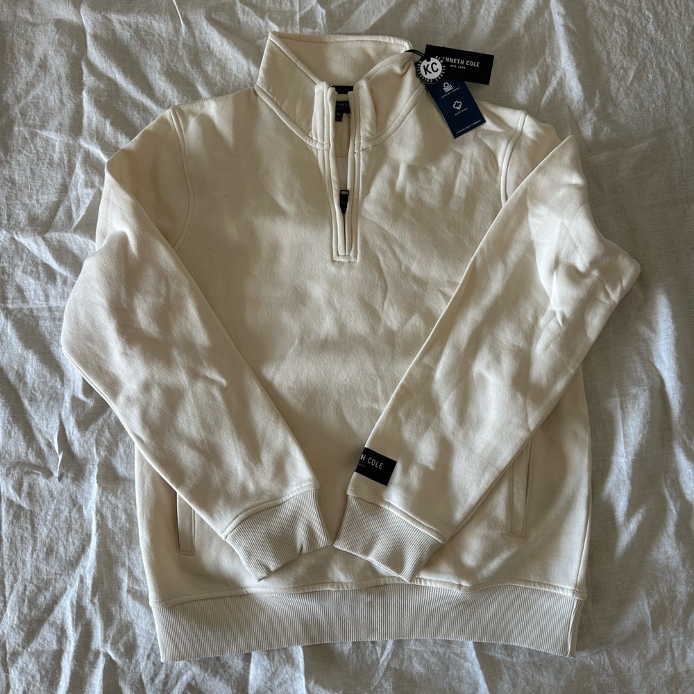 Kenneth Cole Off-White Men's Zip-Up Sweater